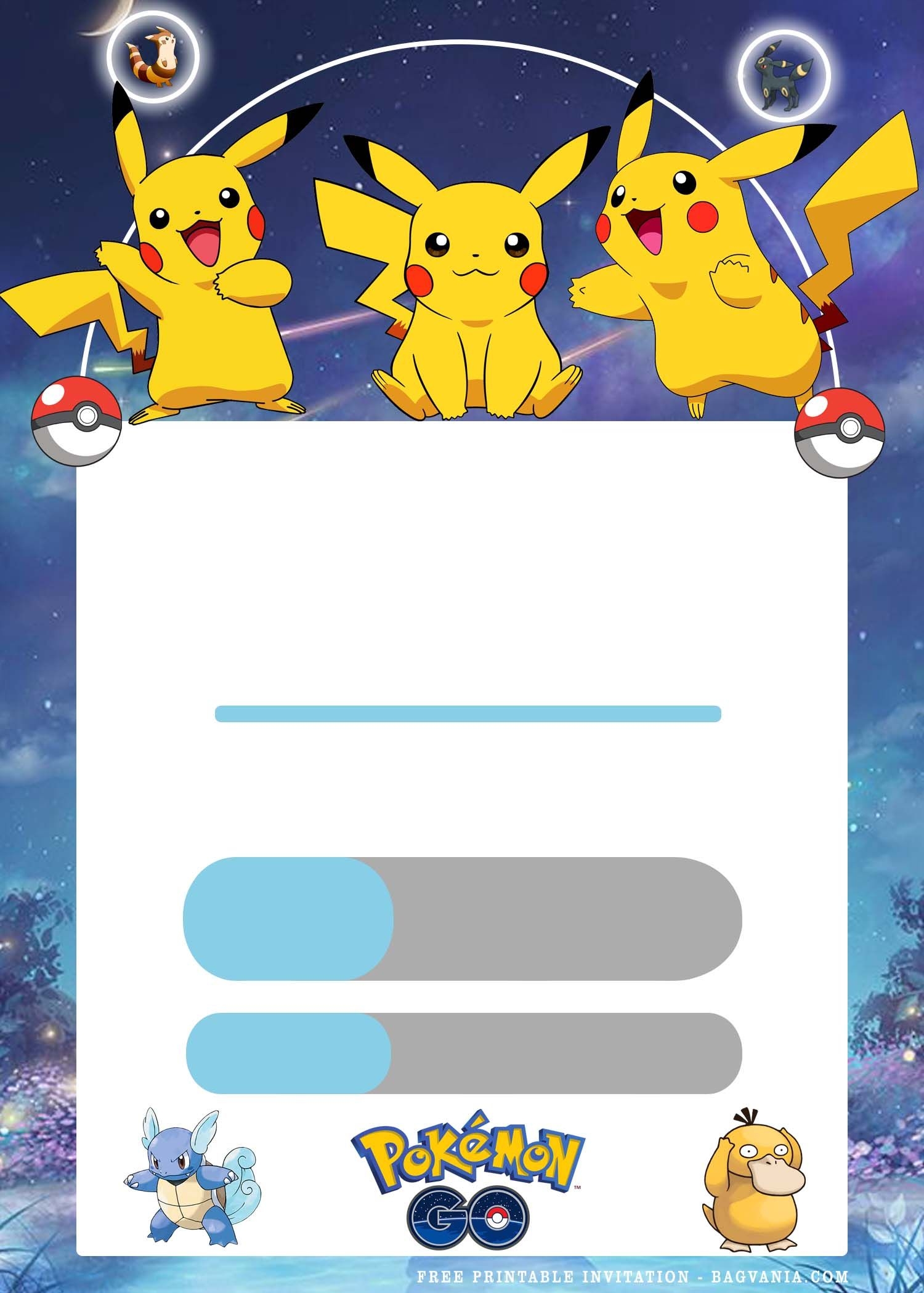 FREE Printable Pokemon Birthday Invitation Templates