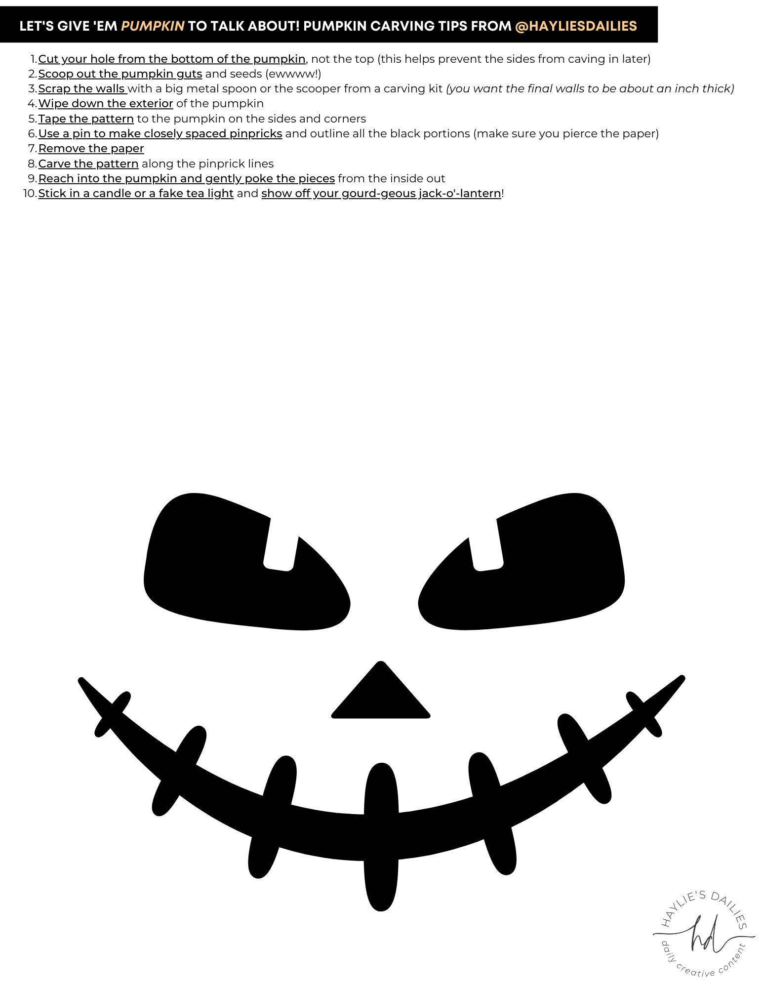 Free Printable Pumpkin Carving Patterns For The Most Boo tiful Jack o Lanterns In Town Haylie s Dailies