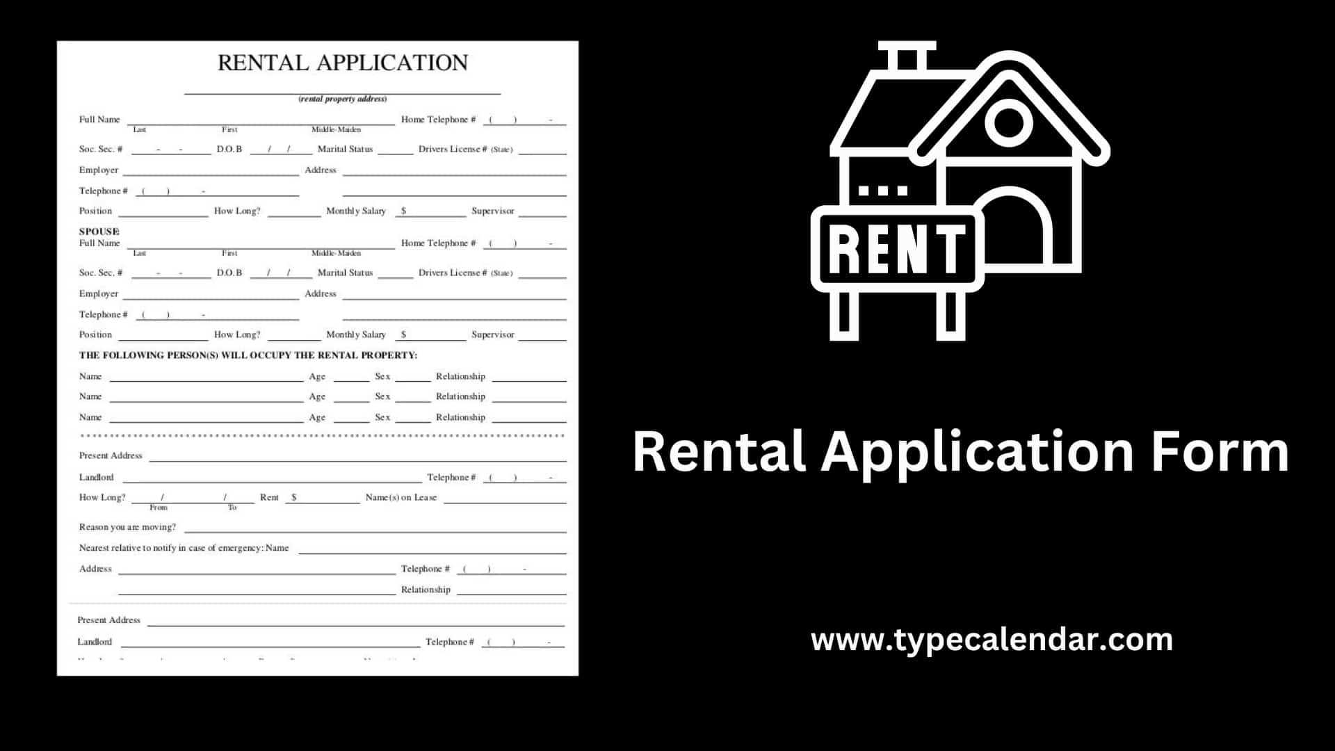 Free Printable Rental Application Form Templates Word PDF Simple