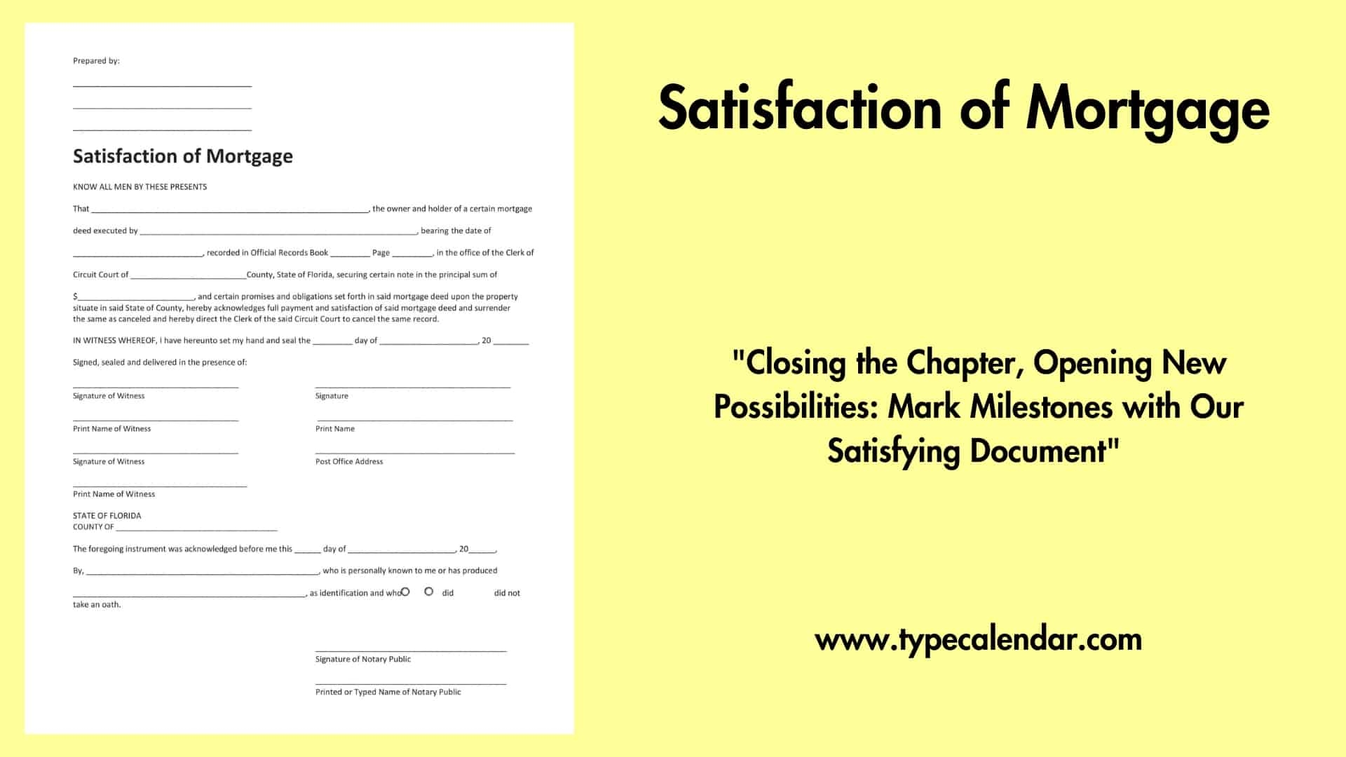 Free Printable Satisfaction Of Mortgage Templates Word PDF Example