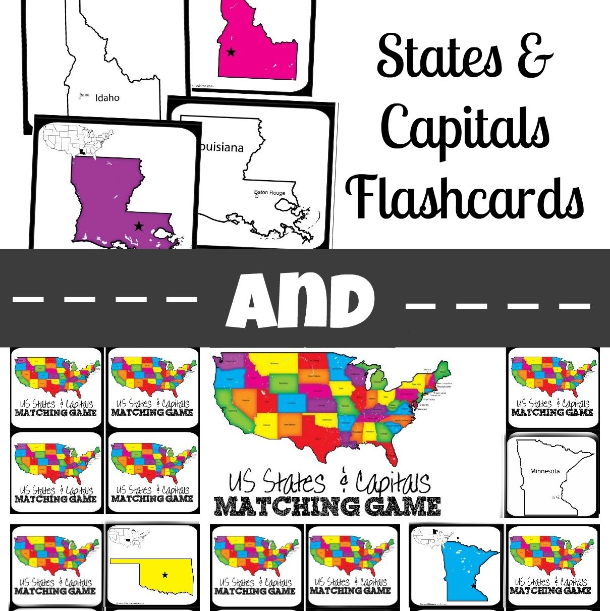  FREE Printable States And Capitals Matching Game