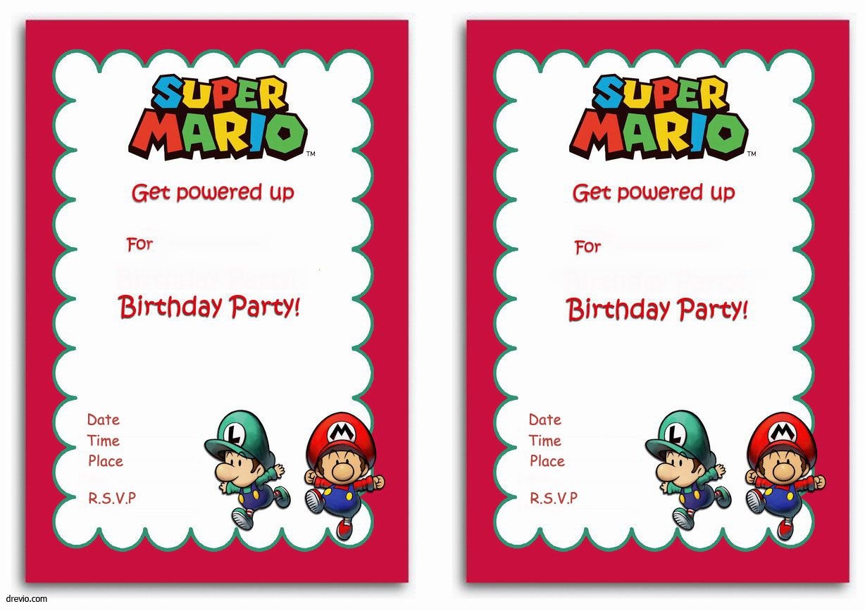 Free Printable Super Mario Bros Invitation Template