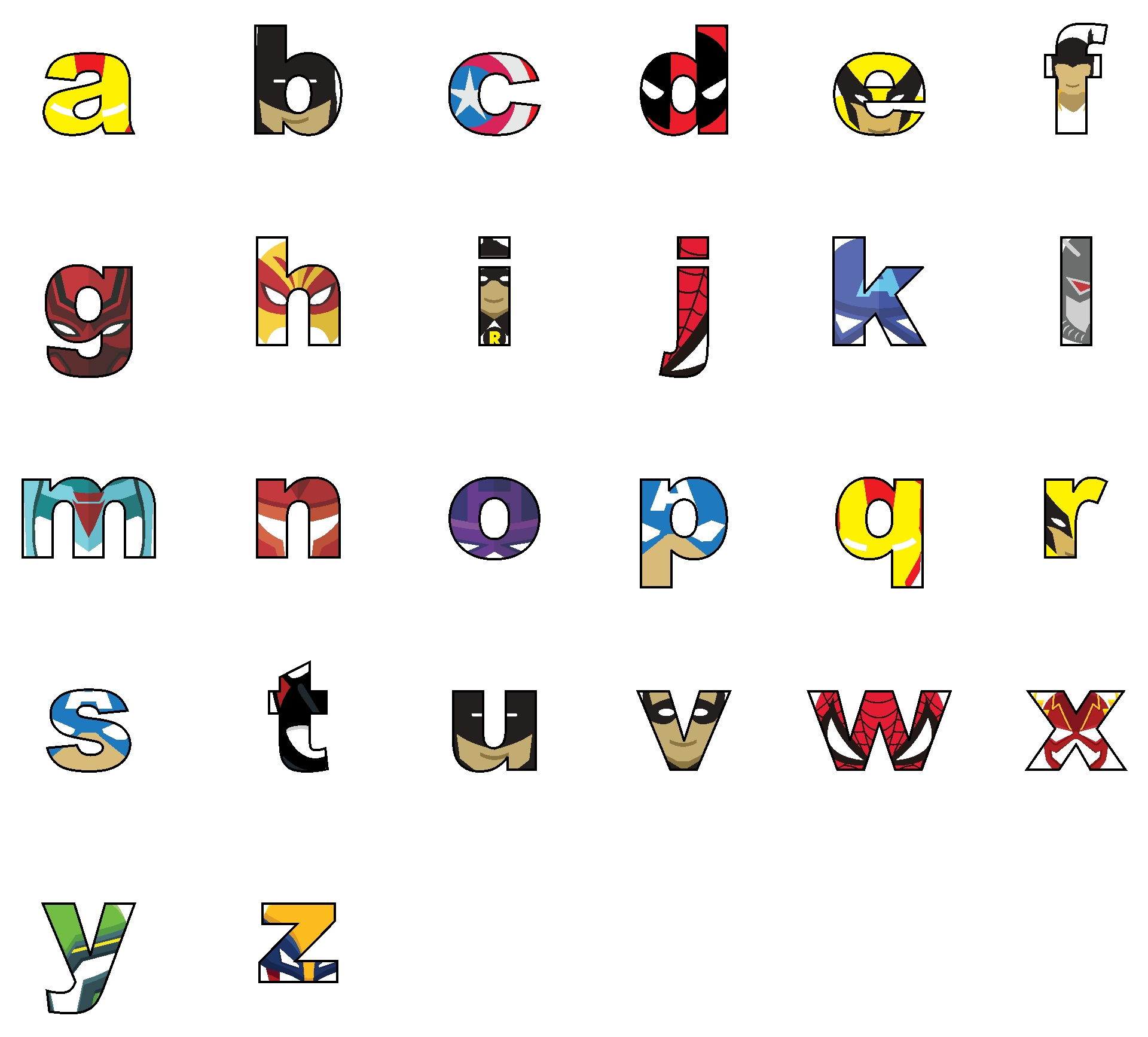 Free Printable Superhero Alphabet Letters Party With Unicorns Worksheets Library