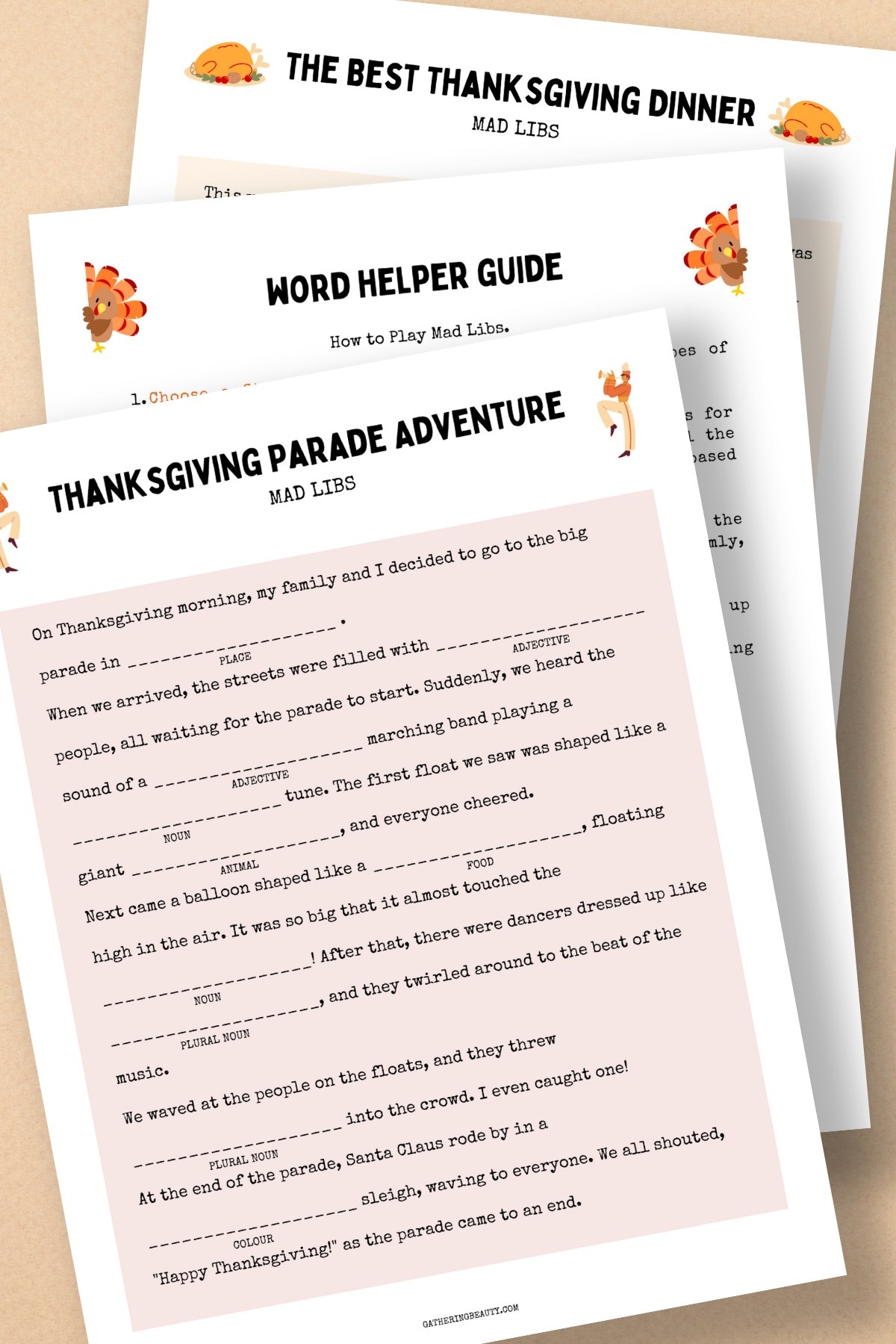 Free Printable Thanksgiving Mad Libs Gathering Beauty