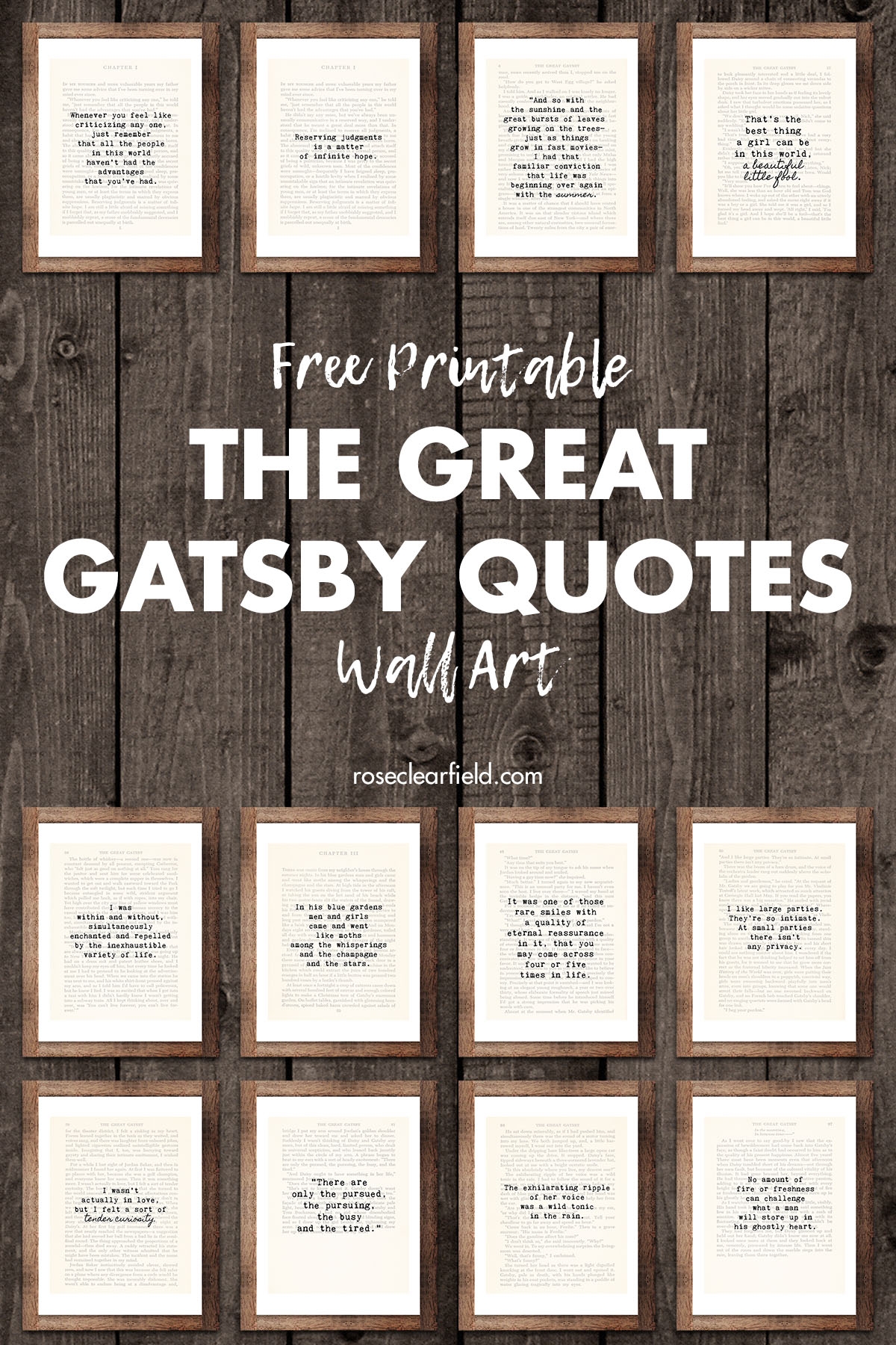 Free Printable The Great Gatsby Quotes Wall Art Rose Clearfield