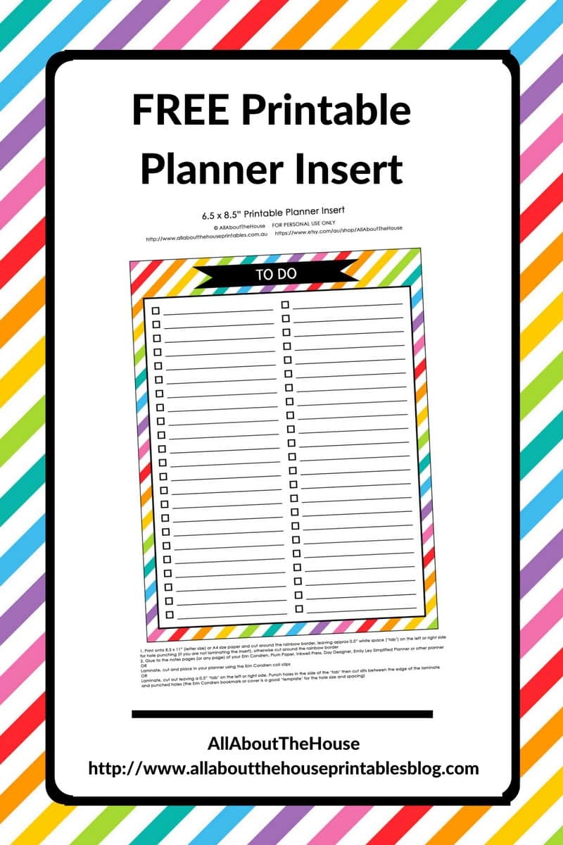 FREE Printable To Do Checklist Planner Insert For Erin Condren Or Any Planner 