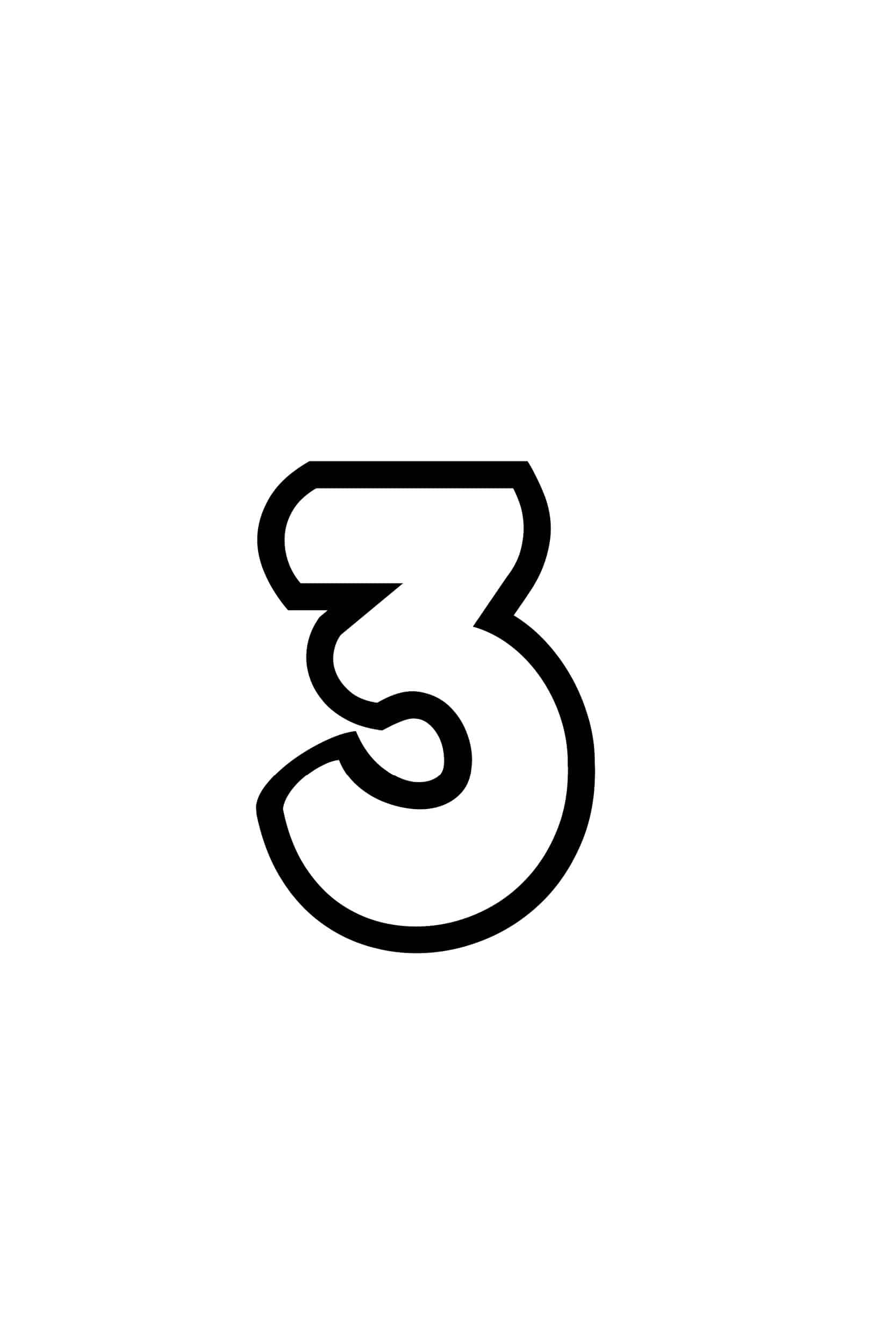 Free Printable Tracing Numbers Bubble Number 3