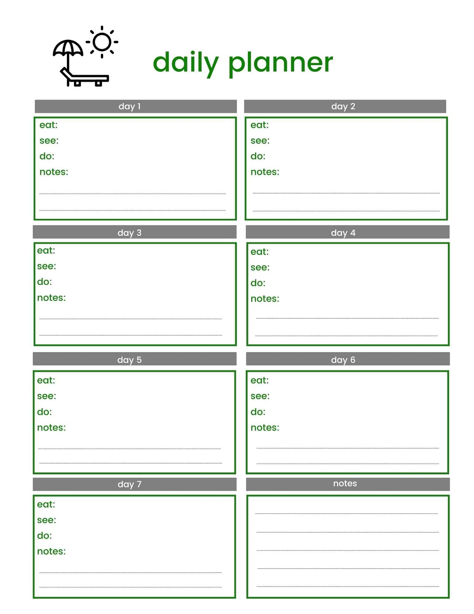 Free Printable Templates For Trips Adventures