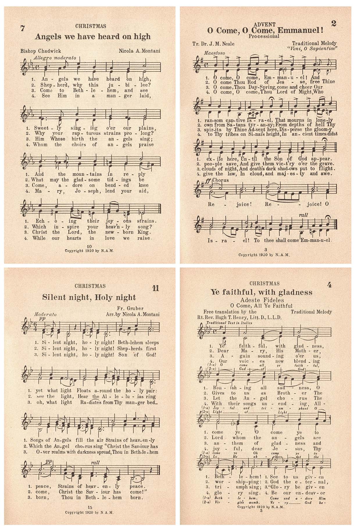 Free Printable Vintage Christmas Sheet Music Hymns Rose Clearfield