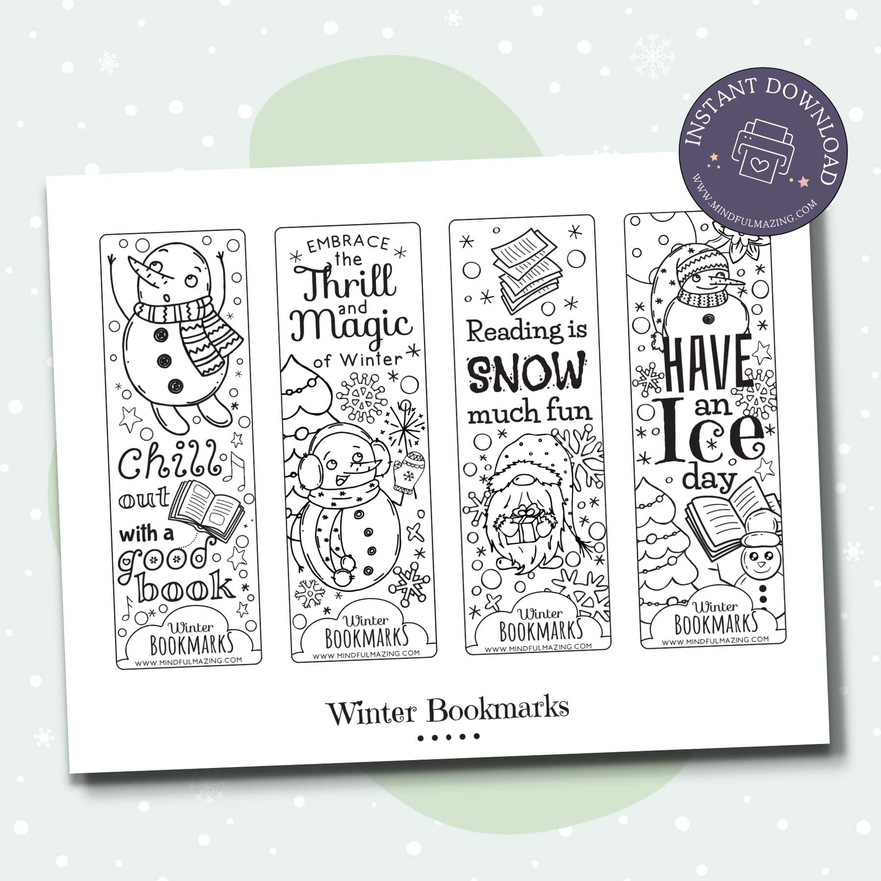 Free Printable Winter Coloring Bookmarks Mindfulmazing