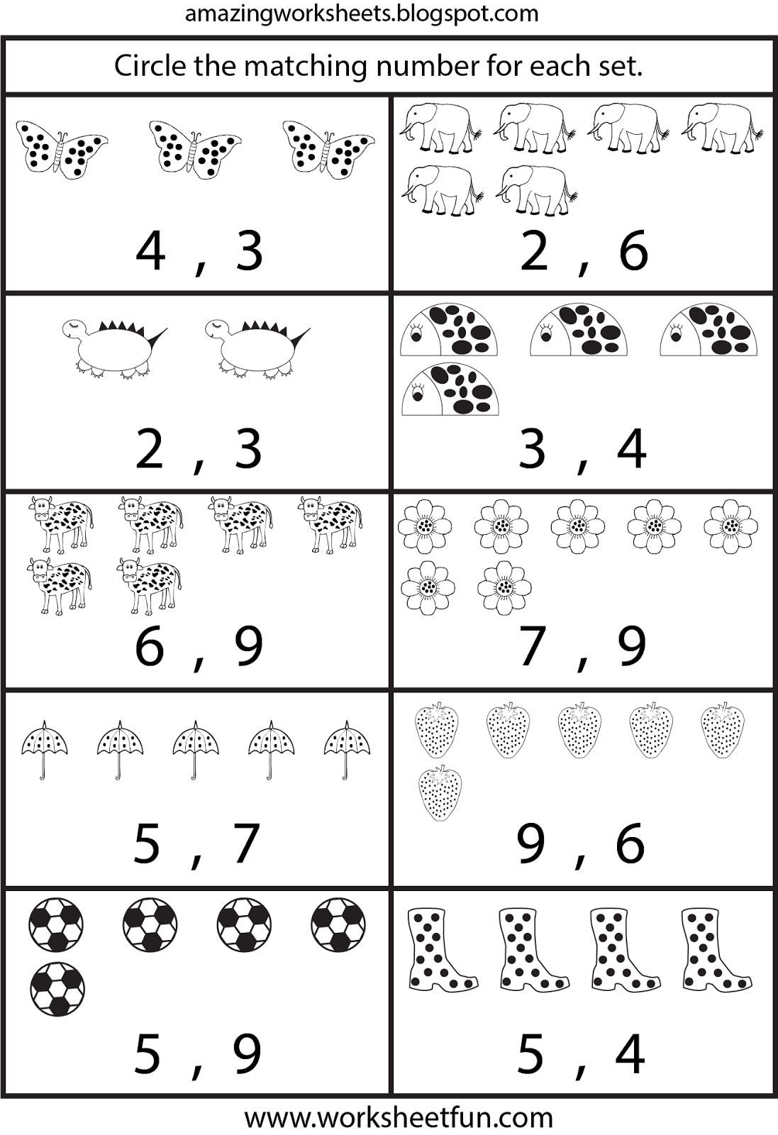 Free Printable Worksheets Counting Worksheets For Kindergarten At Home Preschool Pinterest