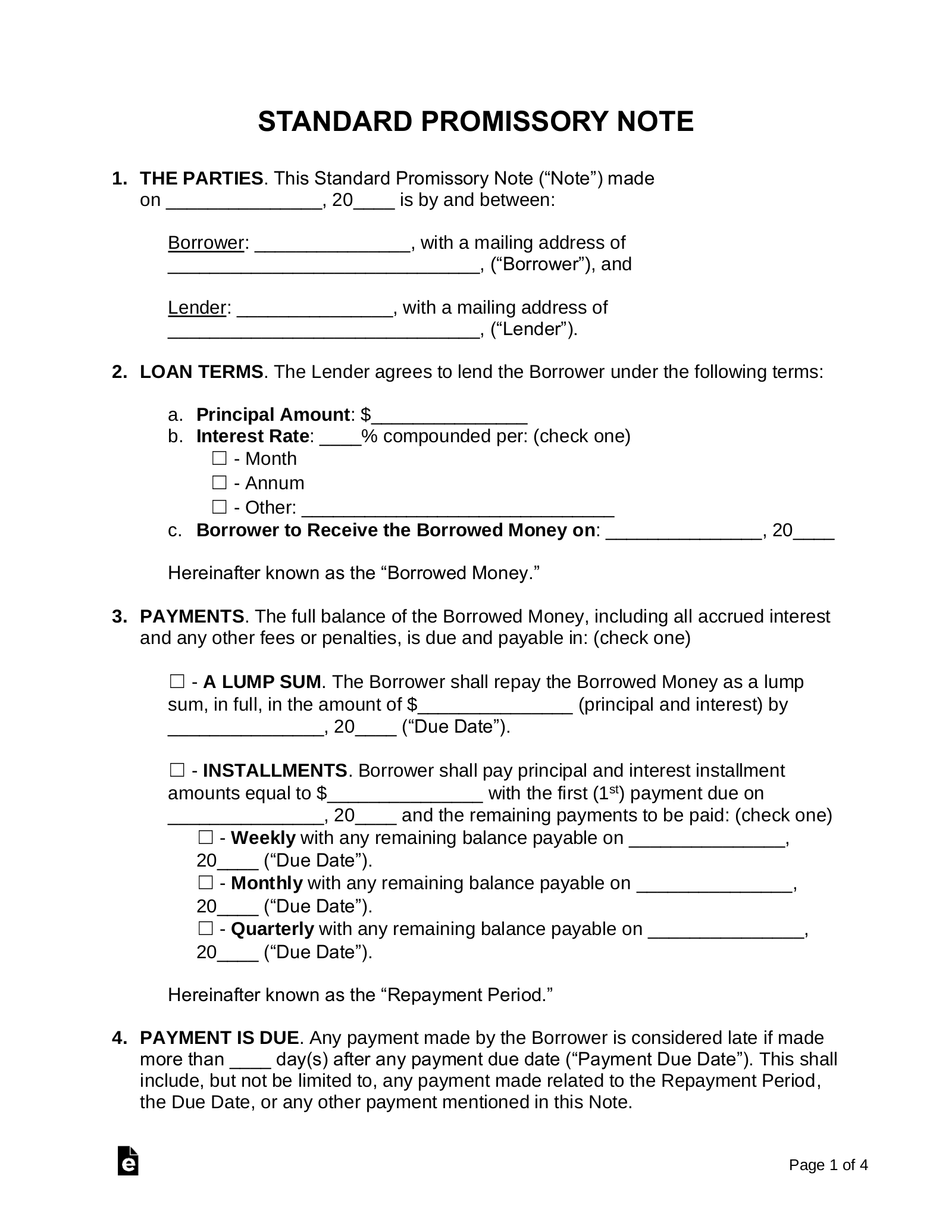 Free Promissory Note Templates PDF Word EForms