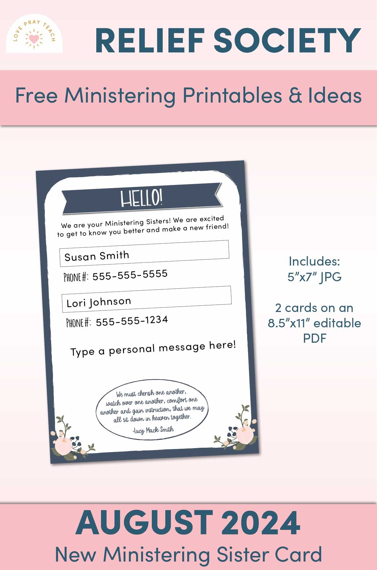 Free Relief Society Ministering Printables
