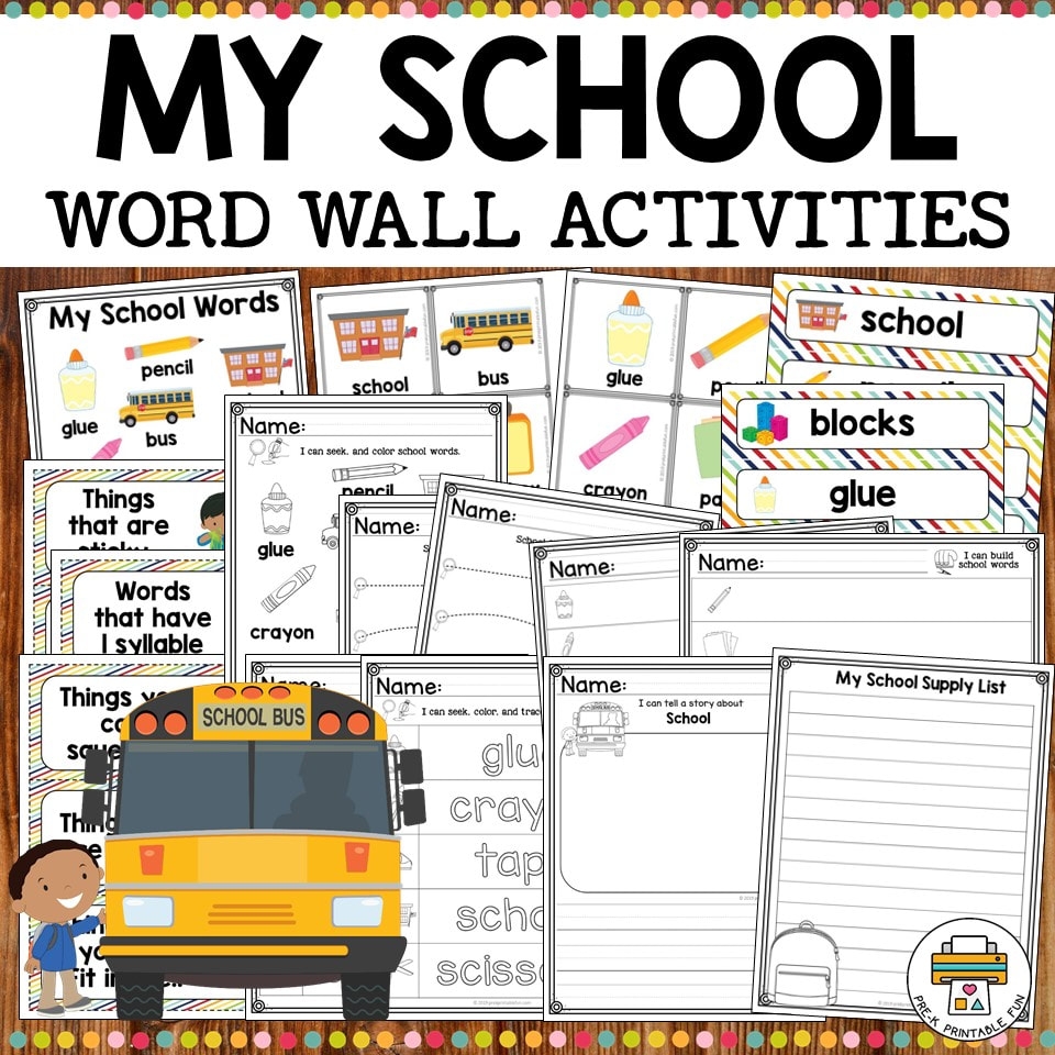 Free School Word Wall Cards Pre K Printable Fun