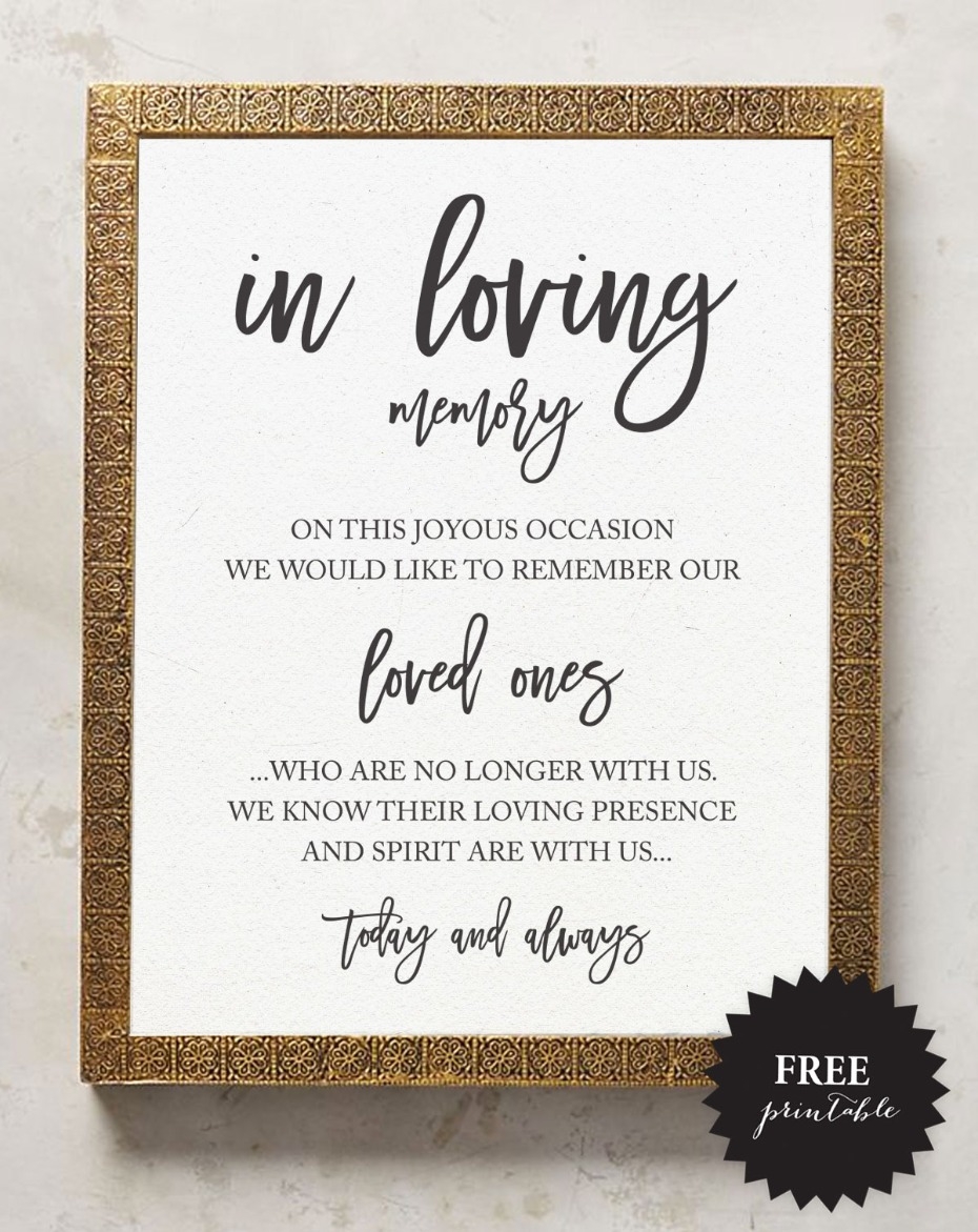 Free Wedding Memorial Signs 5 Remembrance Ideas