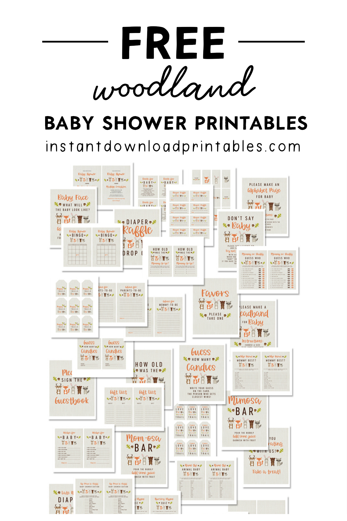 Free Woodland Baby Shower Printables Instant Download Printables