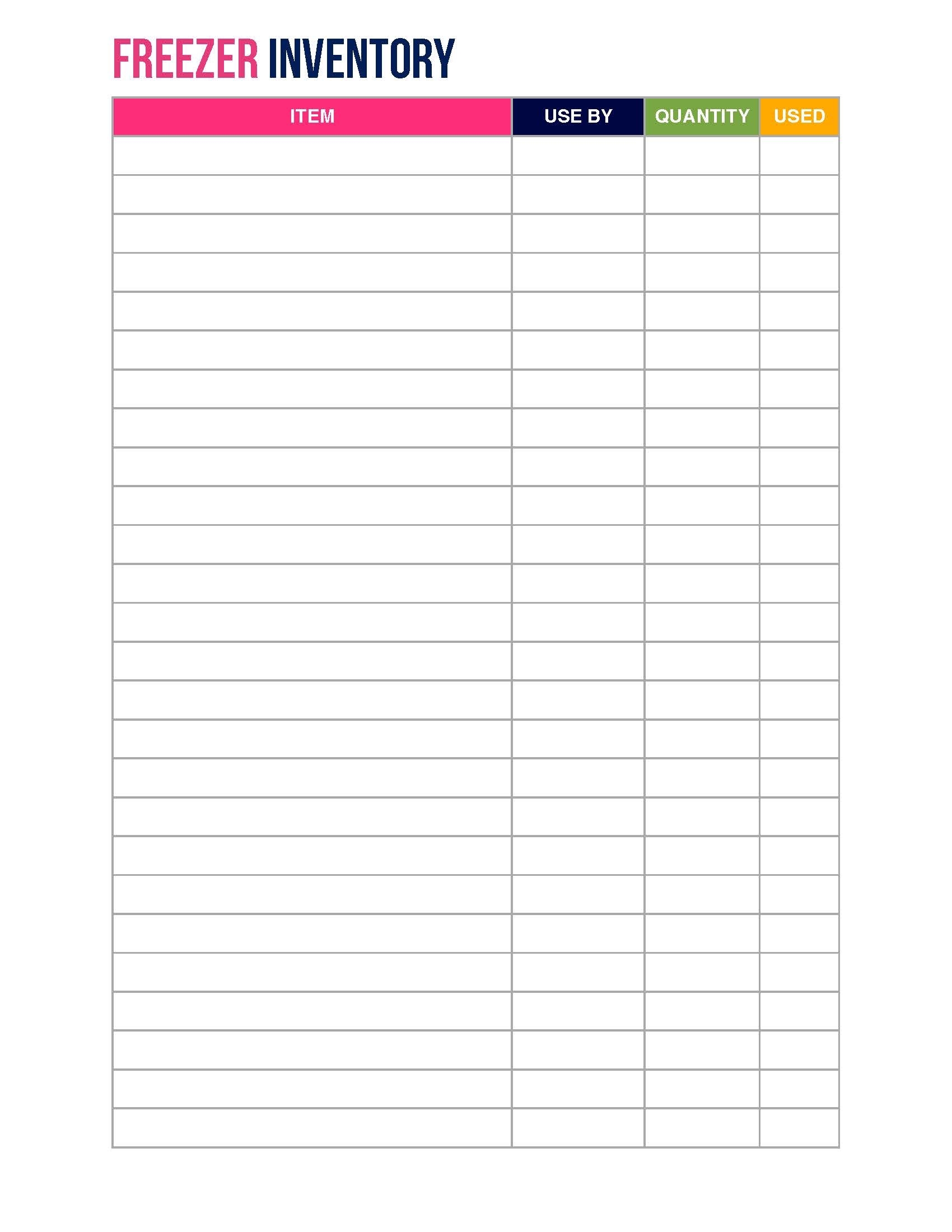 Printable Fabric Inventory Sheets Free