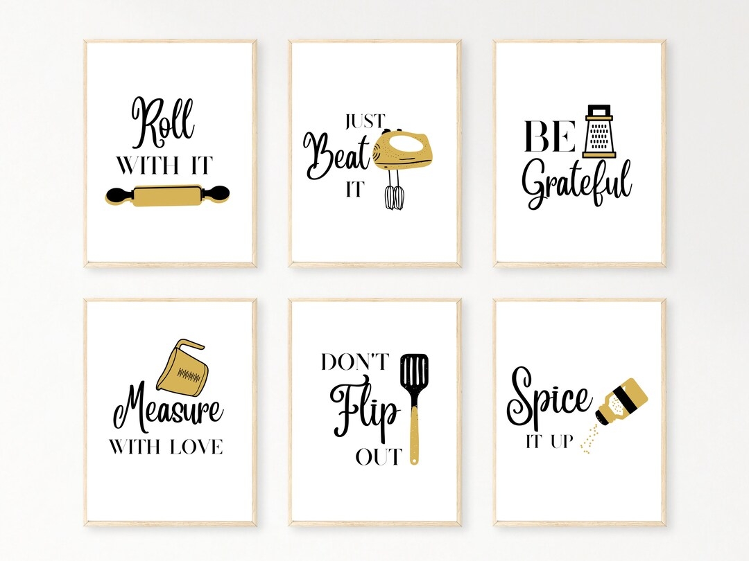 Funny Kitchen Wall Prints Kitchen Wall Art Set Of 9 Kitchen Printables Kitchen Wall Decor This Kitchen Is For Dancing Etsy