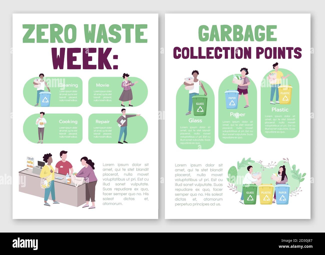 Garbage Collection Flat Vector Brochure Template Waste Management And Recycling Flyer Booklet Printable Leaflet Design Magazine Page Cartoon Stock Vector Image Art Alamy