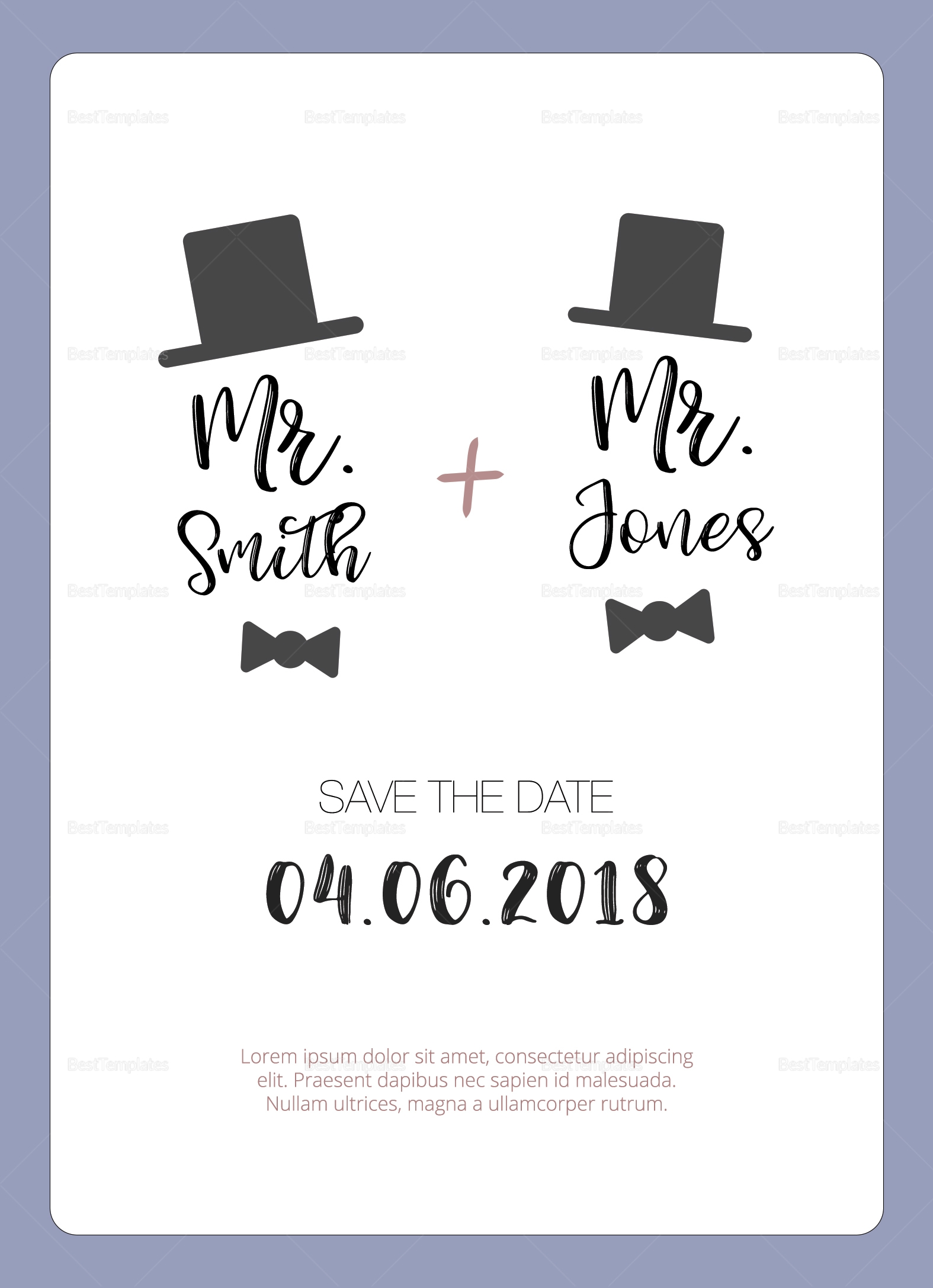 Gay Wedding Invitation Design Template In PSD Word Publisher Illustrator InDesign
