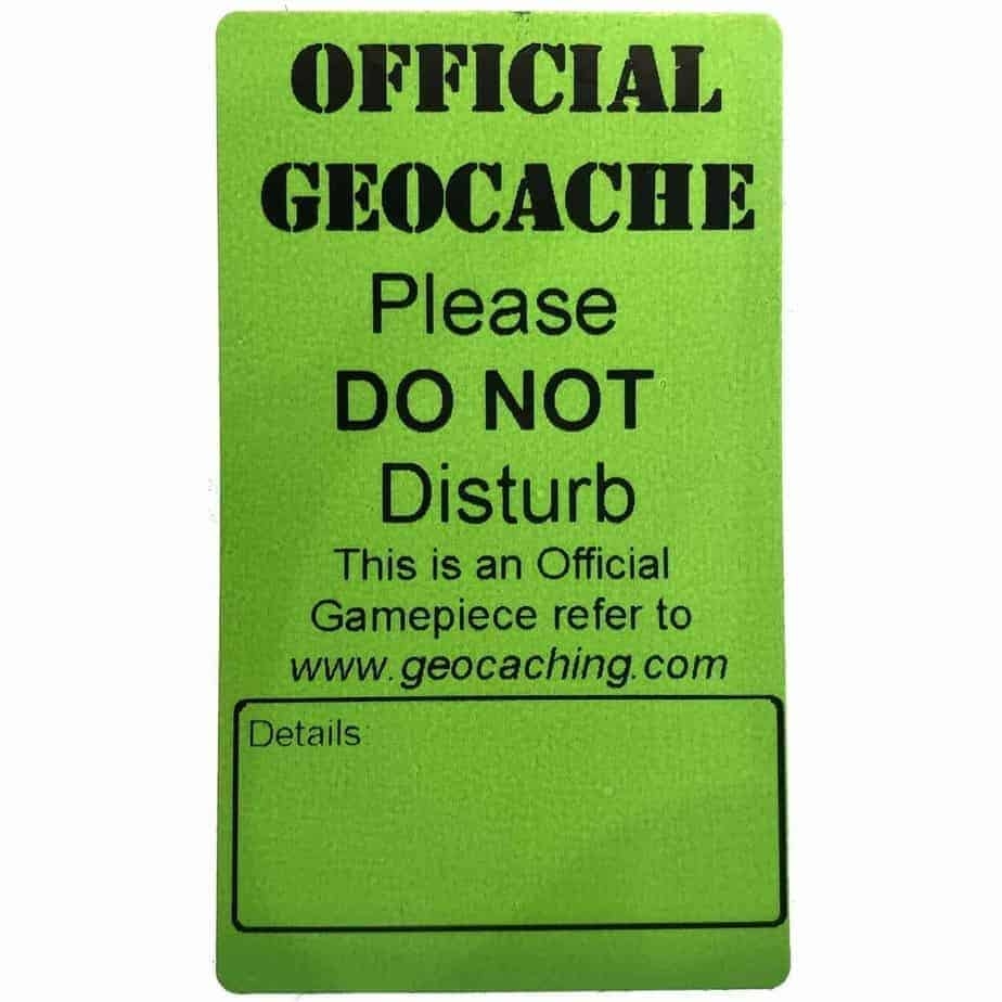 Geocache Label Sticker For Geocaching Weather Proof Polypropylene 8 5 Cm 2 Types AllCachedUp Geocaching Shop UK