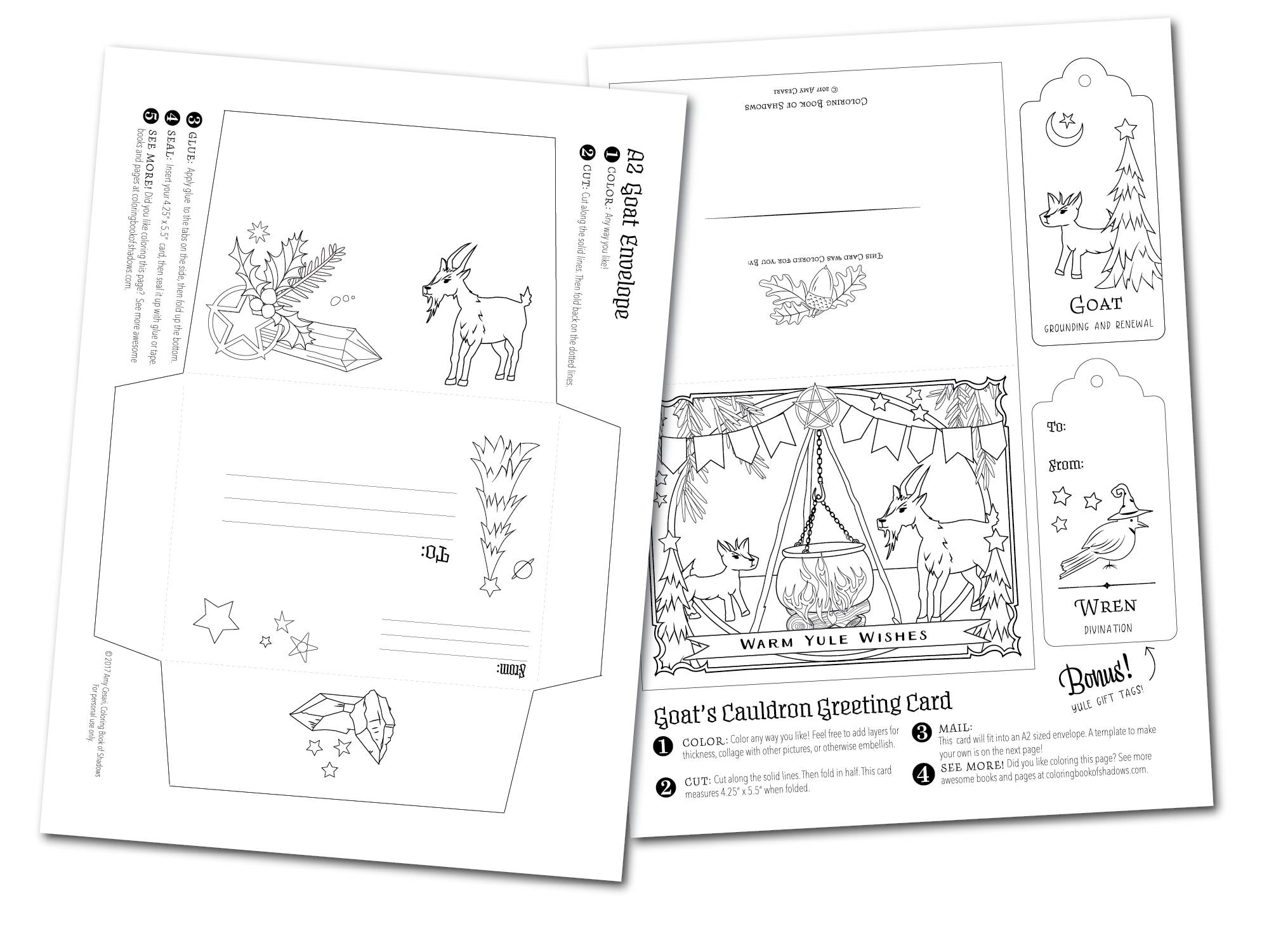 Get A Free Yule Greeting Set Coloring Book Of Shadows