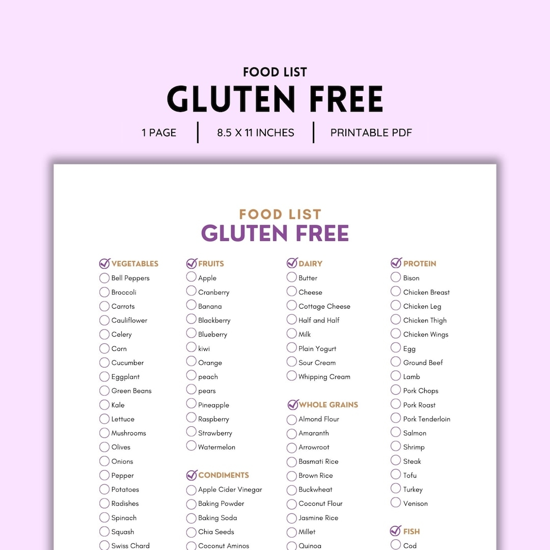 Gluten Free Foods List Printable