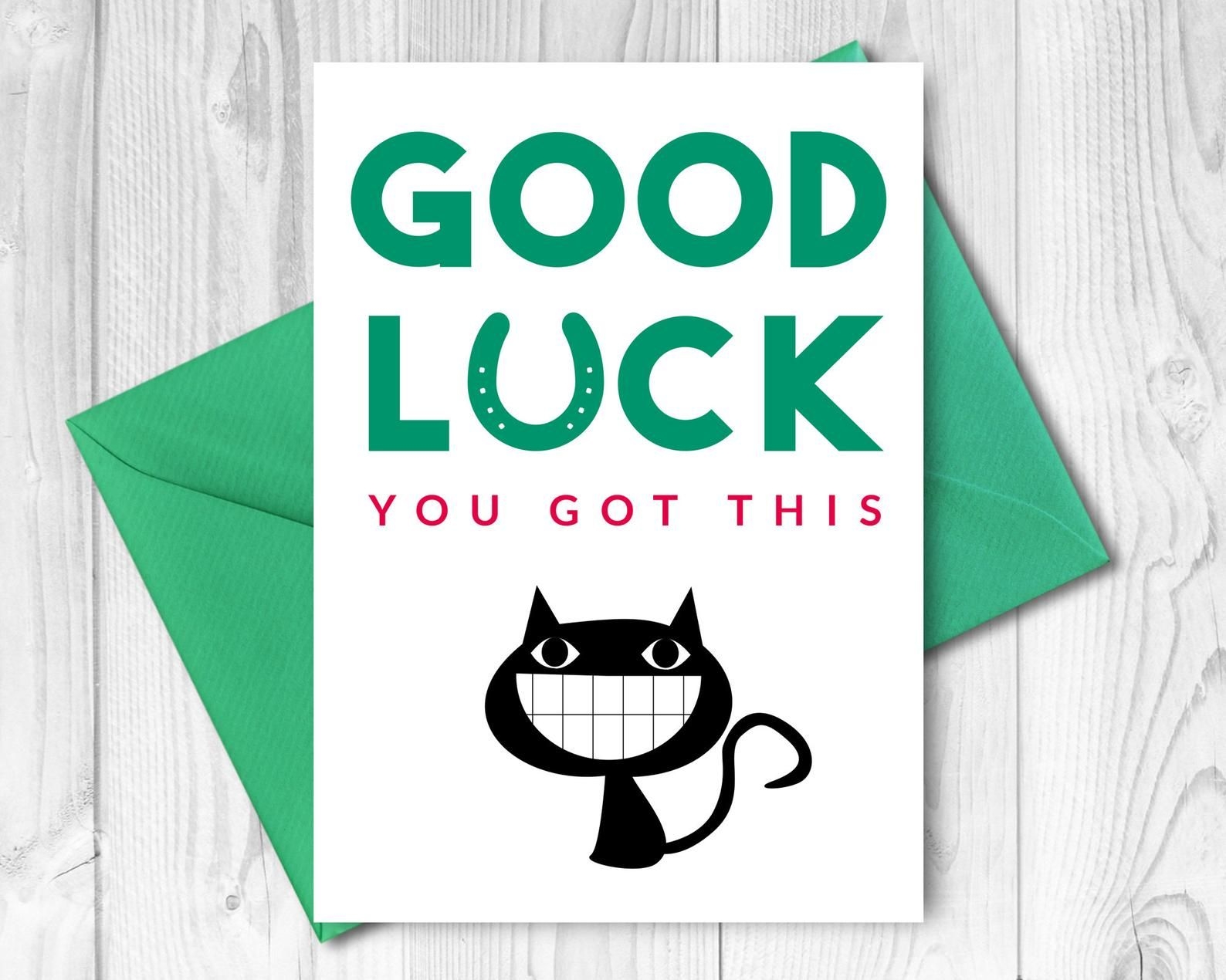 Good Luck Card Download Last Minute Printable New Job Cards You Got This First Day University School Be Lucky Black Cat Exam Card Etsy UK