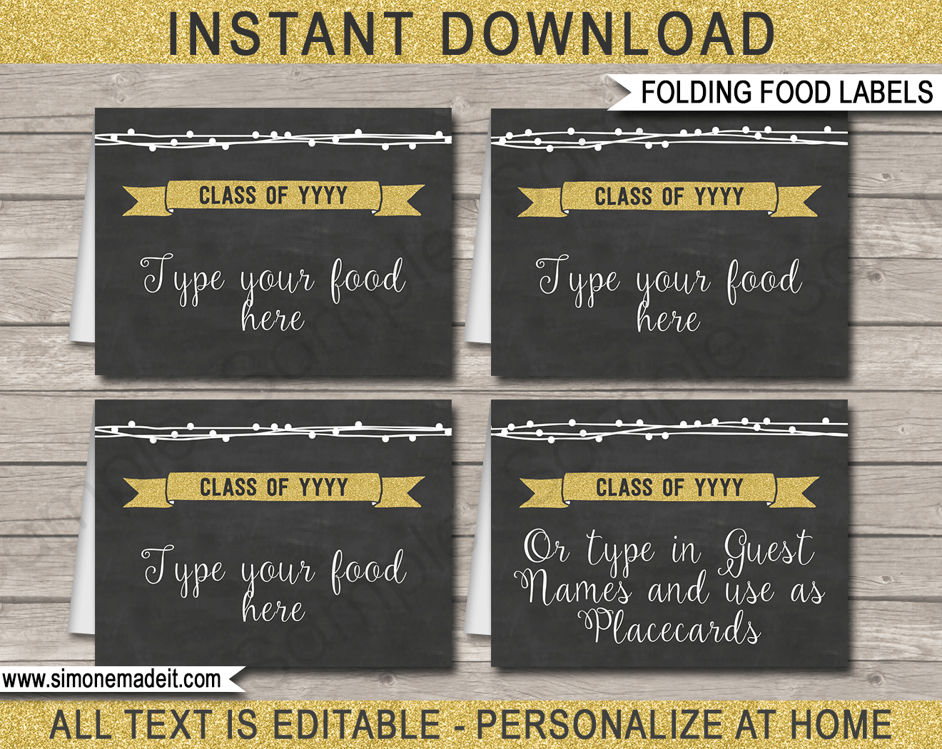 Graduation Party Food Labels Printable Graduation Place Cards
