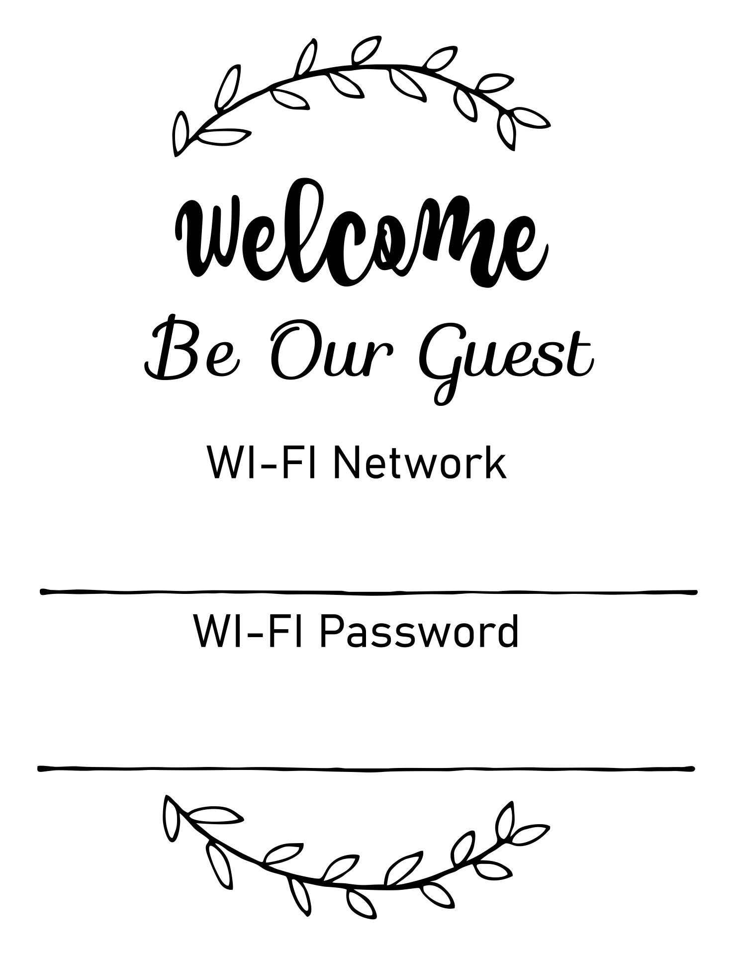 Free Printable Guest Wifi Password