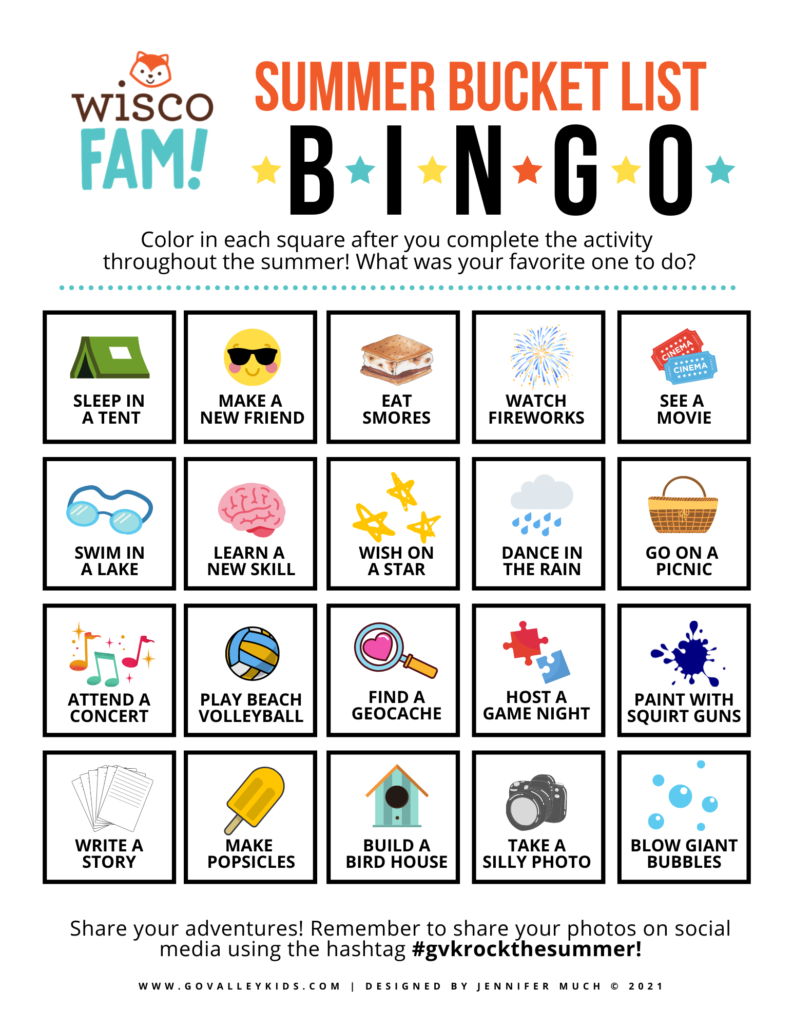 GVK Exclusive FREE Printable Summer Bingo