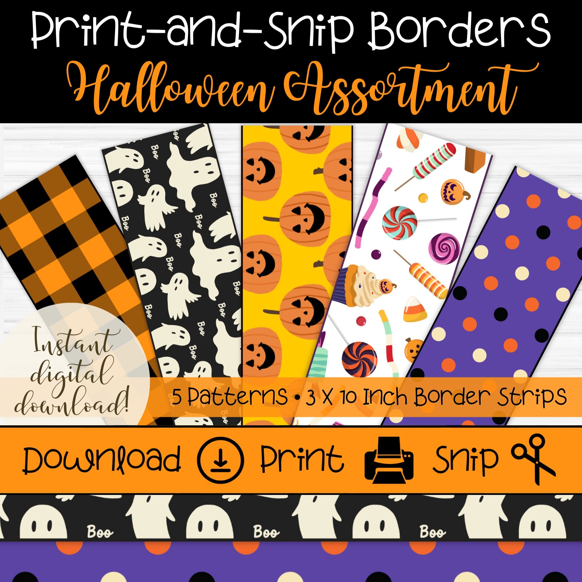 Halloween Borders Assortment Printable Fall Classroom Border Set Halloween Decorations For Teachers Pumpkin Border Ghost Board Trim Etsy