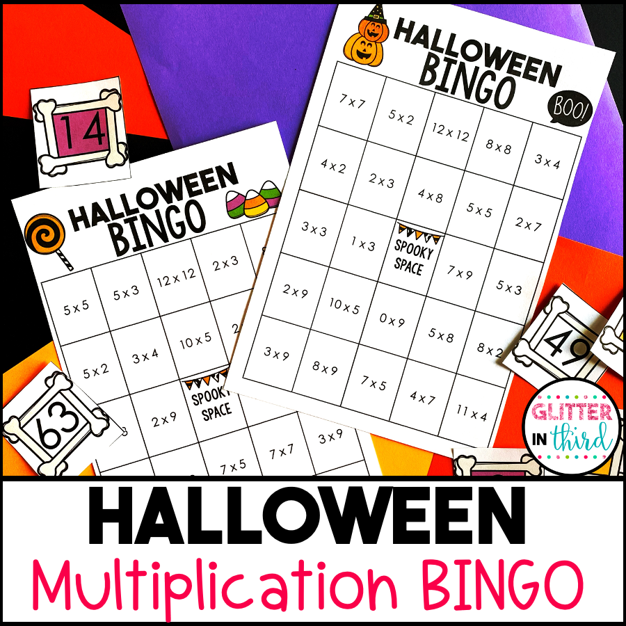 Halloween Multiplication Bingo Game Glitter In Third