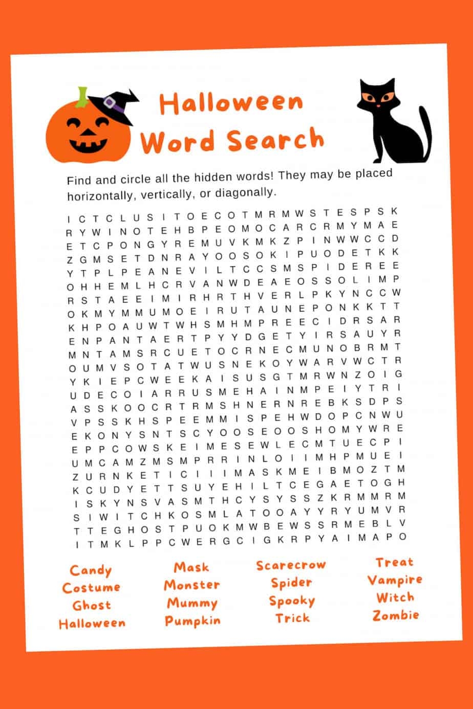 Free Printable Halloween Word Search