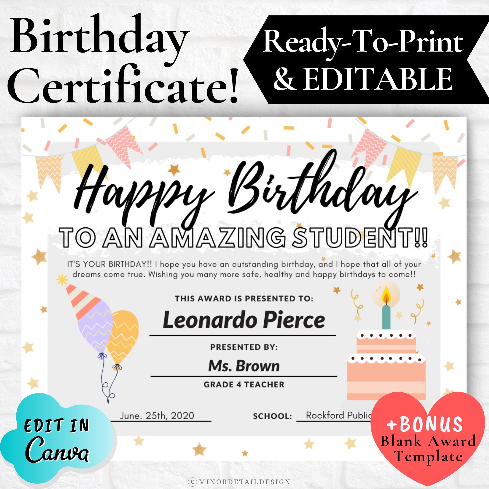 Free Printable Birthday Certificate