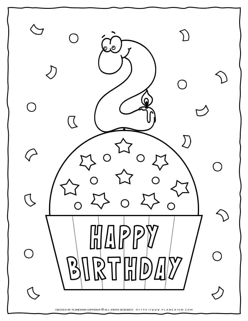 Happy Birthday Coloring Page 2nd Birthday Planerium