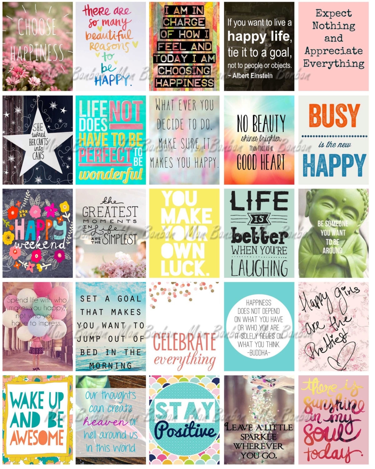 Happy Inspirational And Motivational Printable Sticker Sheet Print At Home Happy Life Planner Quotes Fits Erin Condren Life Planner Etsy