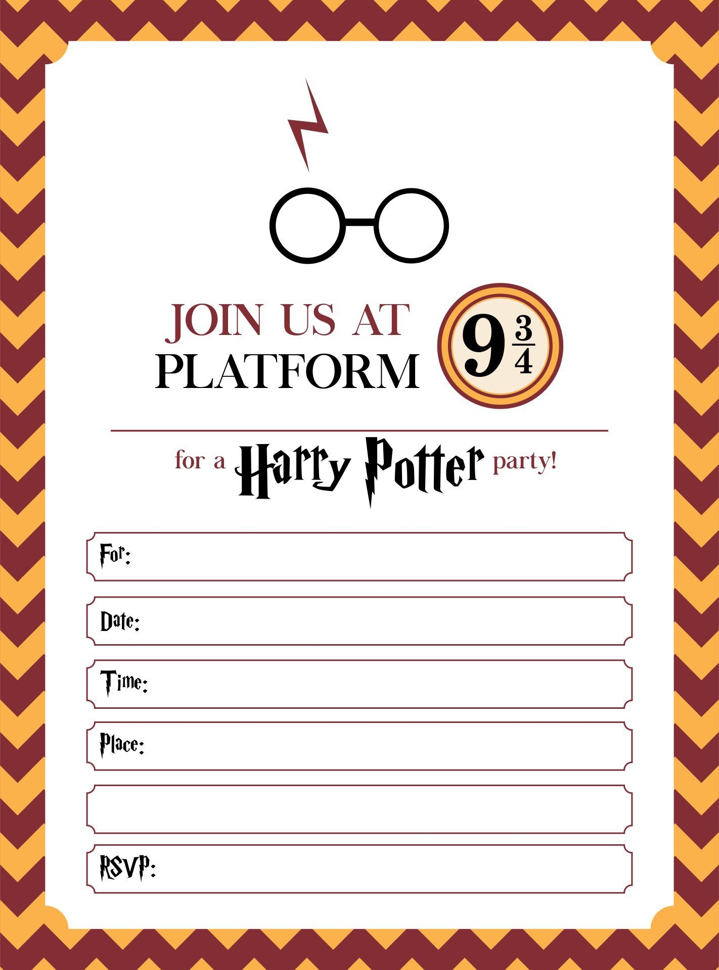 Harry Potter Invitation 10 Free PDF Printables Printablee