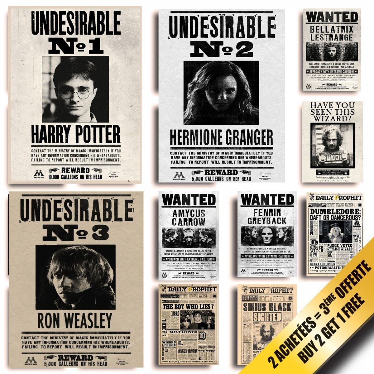 Harry Potter Wanted Poster Hermione Granger Ron Weasley Dumbledore Hogwarts EBay