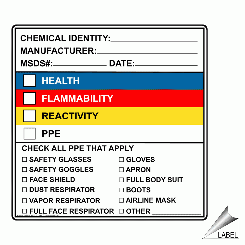 Hazmat Chemical Identity Manufacturer Msds Date Label US Made