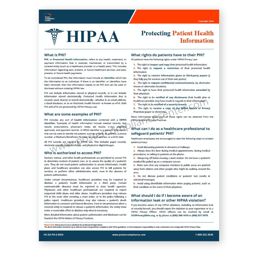 HIPAA Privacy Posters For Sale Poster Compliance Center
