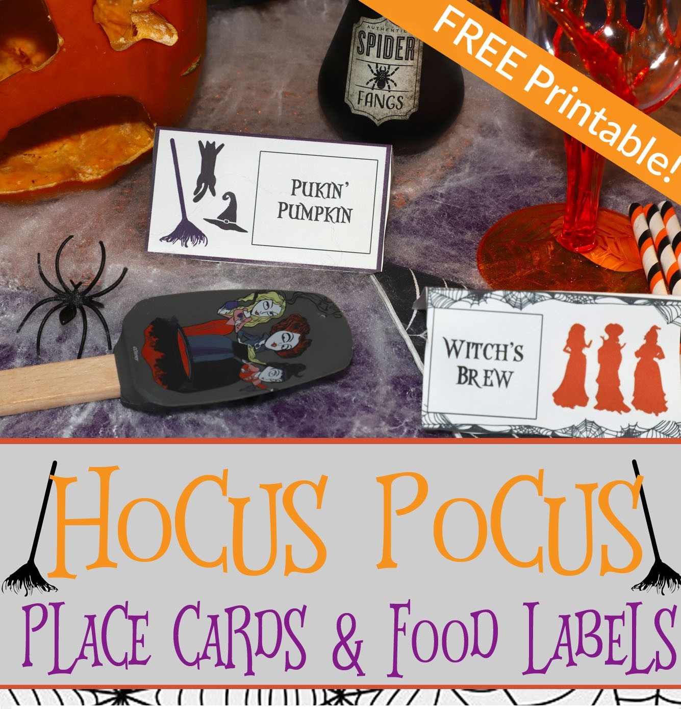 Hocus Pocus Party Place Cards And Food Labels Free Printable For The Love Of Food