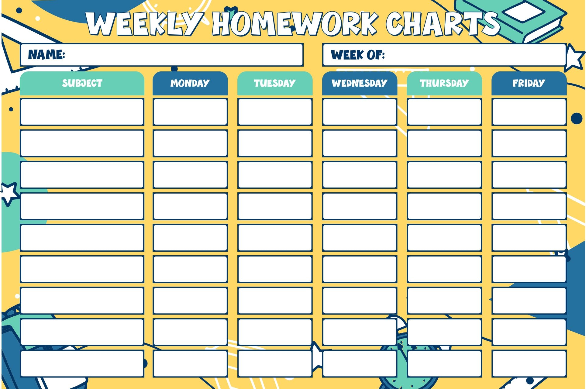 Homework Charts Track 10 Free PDF Printables Printablee