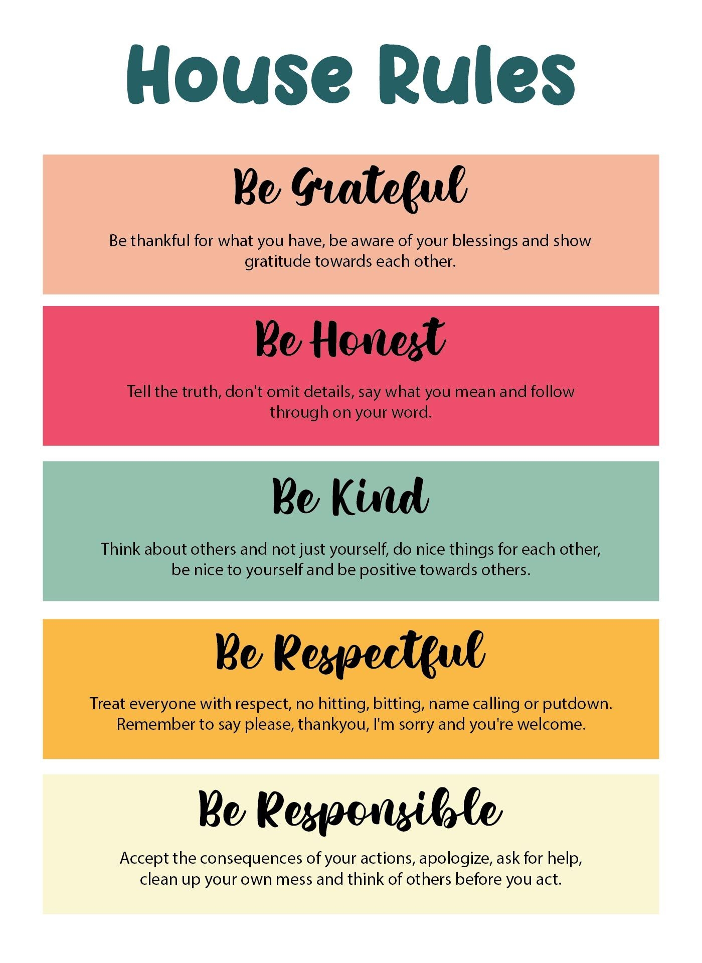 Household Rules 10 Free PDF Printables Printablee