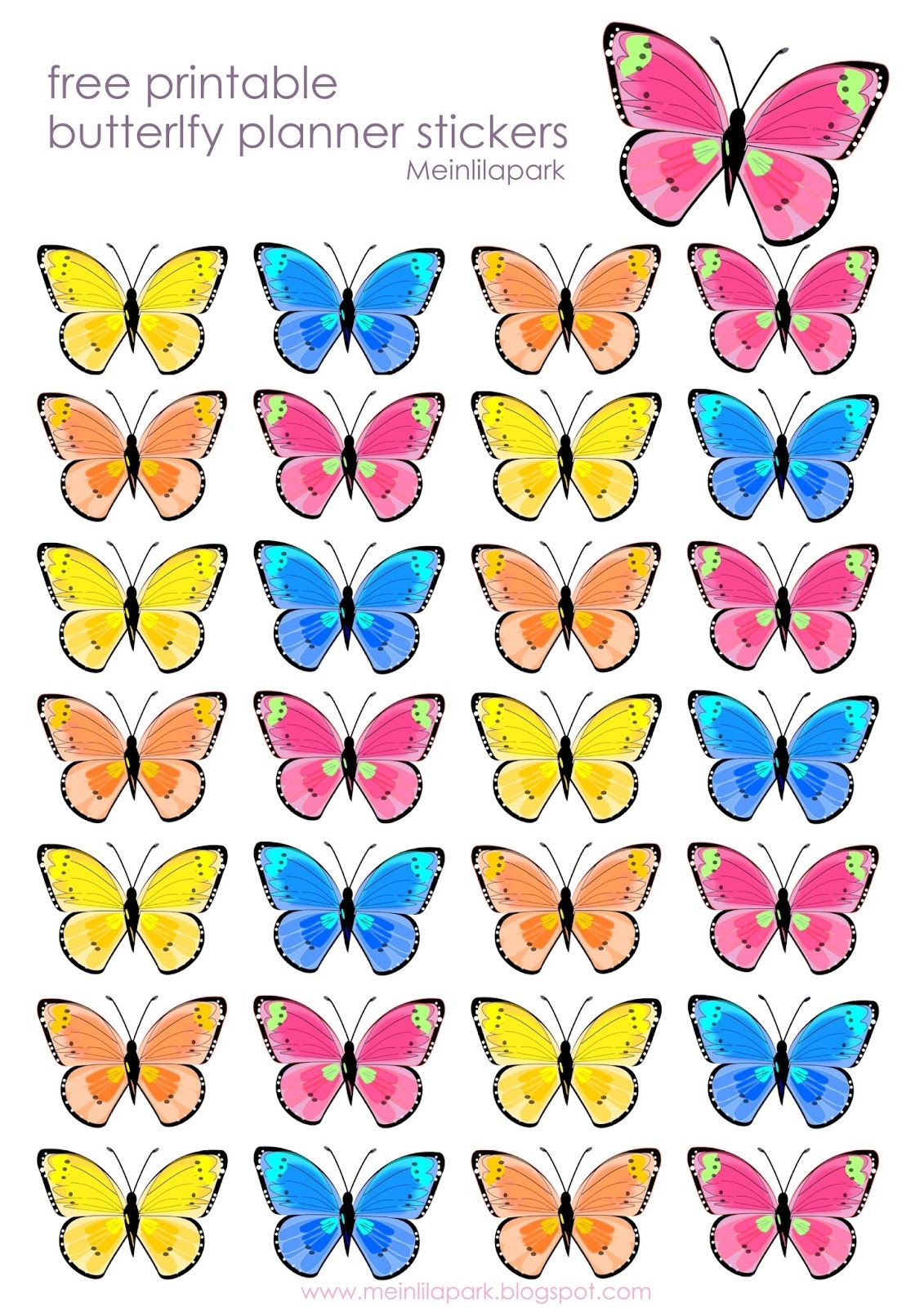 How To Make A 3d Paper Butterfly Free Printable Butterfly Sticker Sheet Schmetterlinge