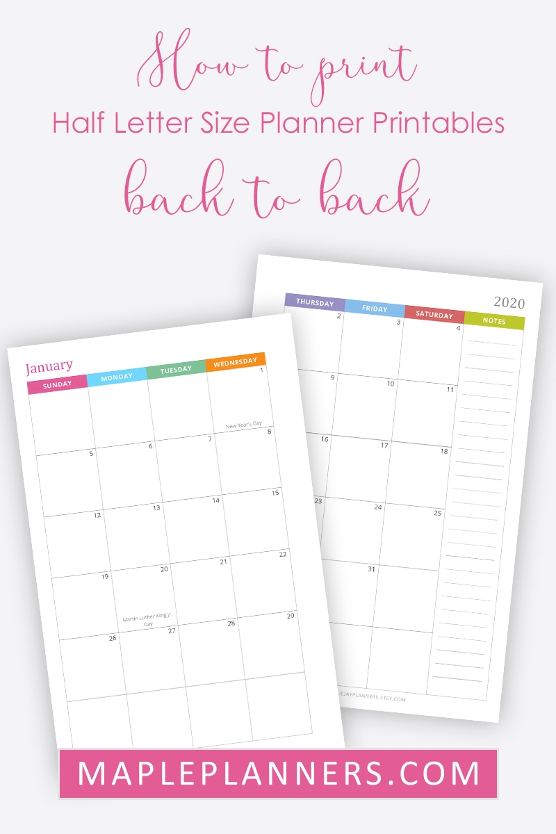 Free Half Size Planner Printables