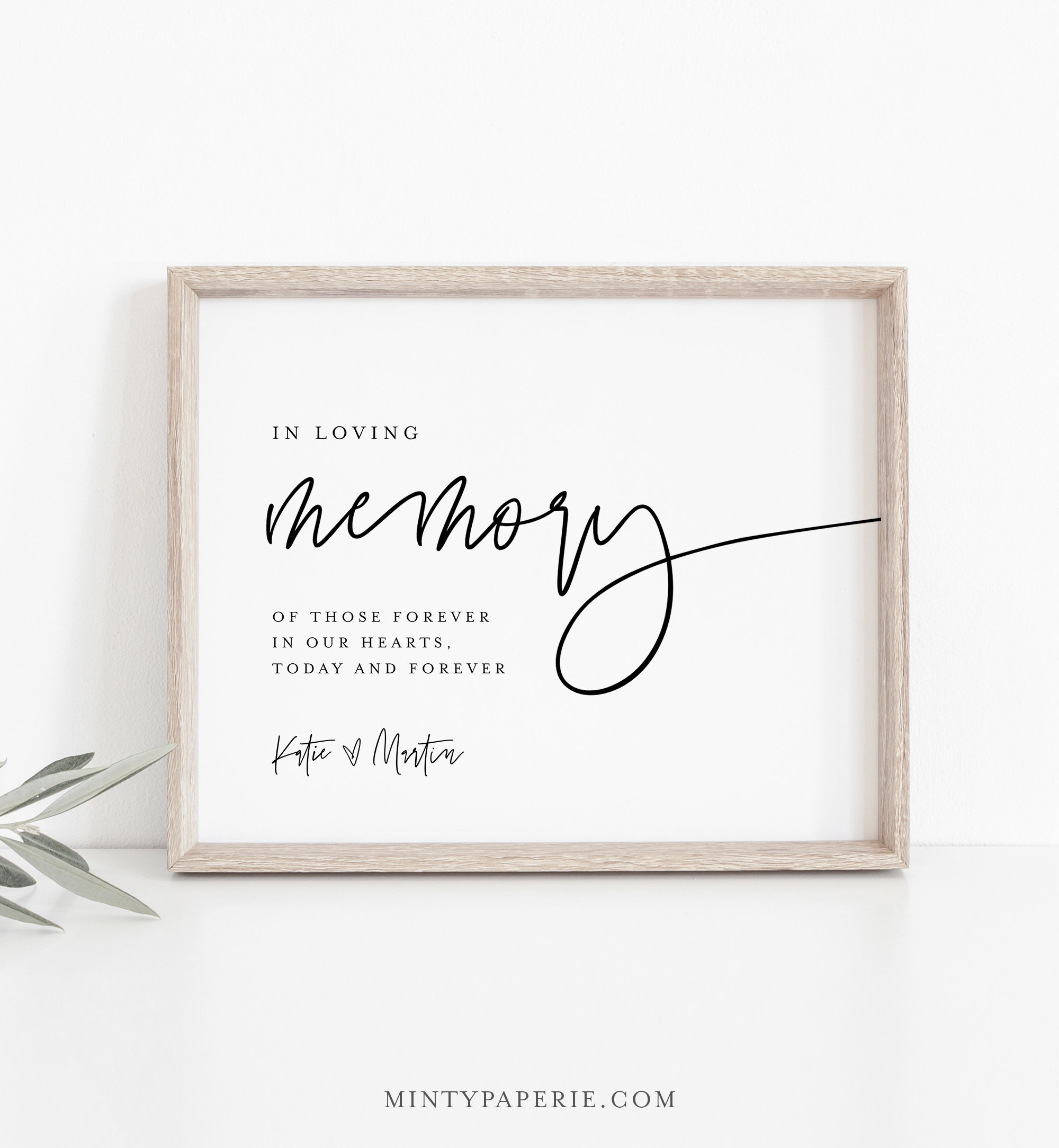 In Loving Memory Sign INSTANT DOWNLOAD Editable Text Printable Wedding Decor Modern Minimalist Wedding Memorial Sign DiY 0009 24S
