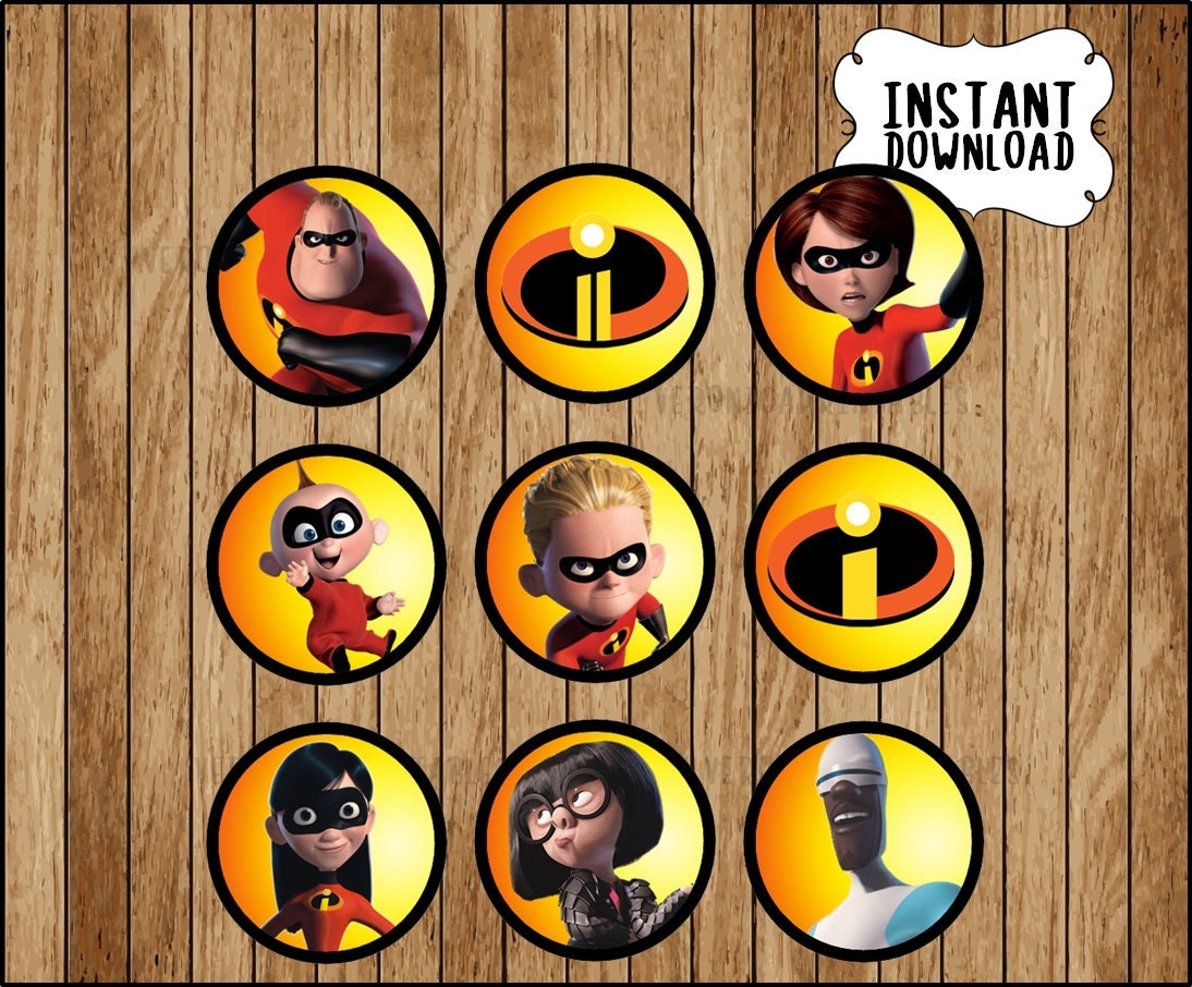 Incredibles Toppers Instant Download Printable The Incredibles Party Cupcakes Topper Incredibles Cupcakes Toppers Etsy