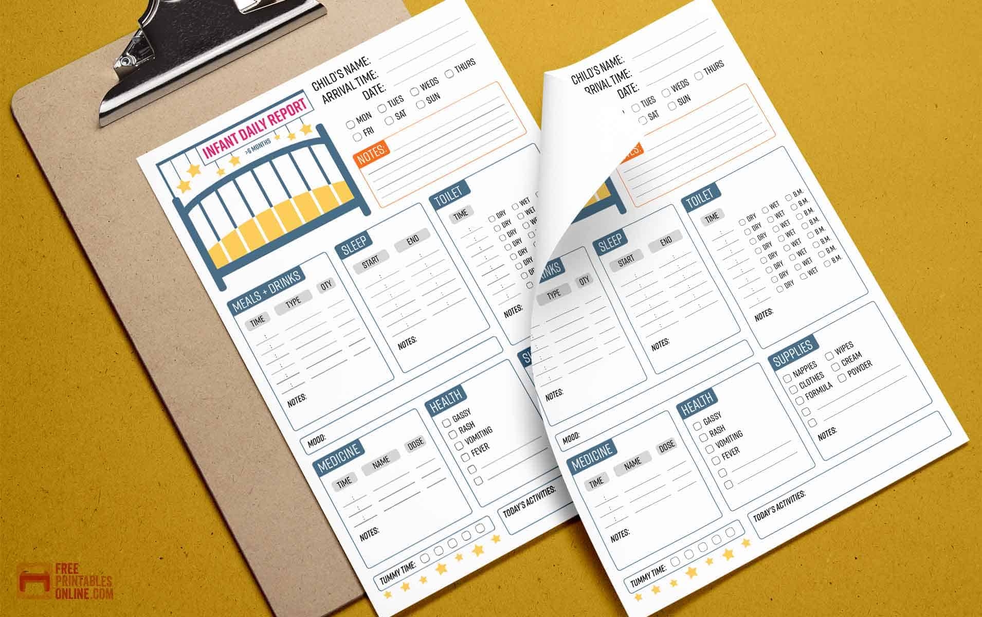 Infant Daily Report Free Printable Free Printables Online