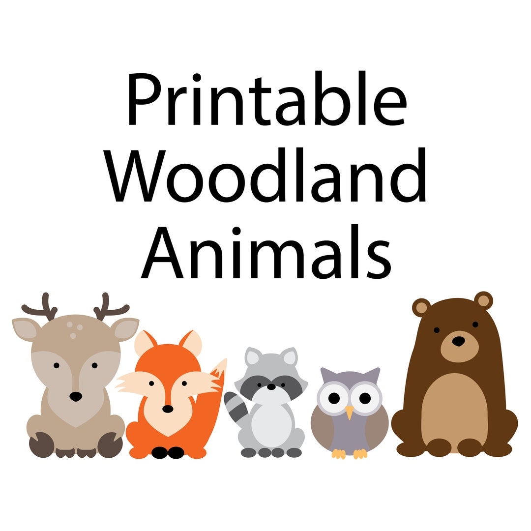 Instant Download Printable Woodland Animals Set Woodland Centerpieces Giant Animal Templates Place Cards And Trail Mix Bar Signs Etsy